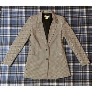 Rachel Zoe Gingham Blazer Black White Check Two Button Tailored Jacket Womens 2